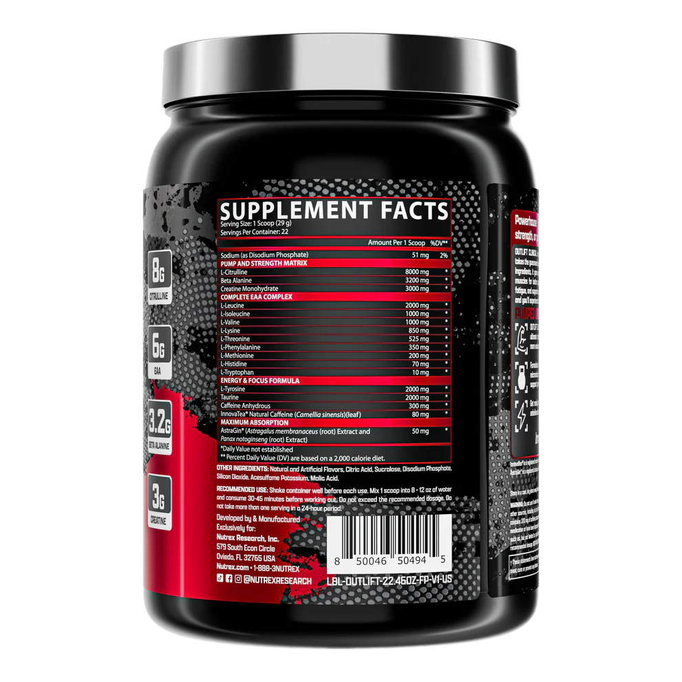 Nutrex Outlift Clinical todo en uno Pre-Entreno