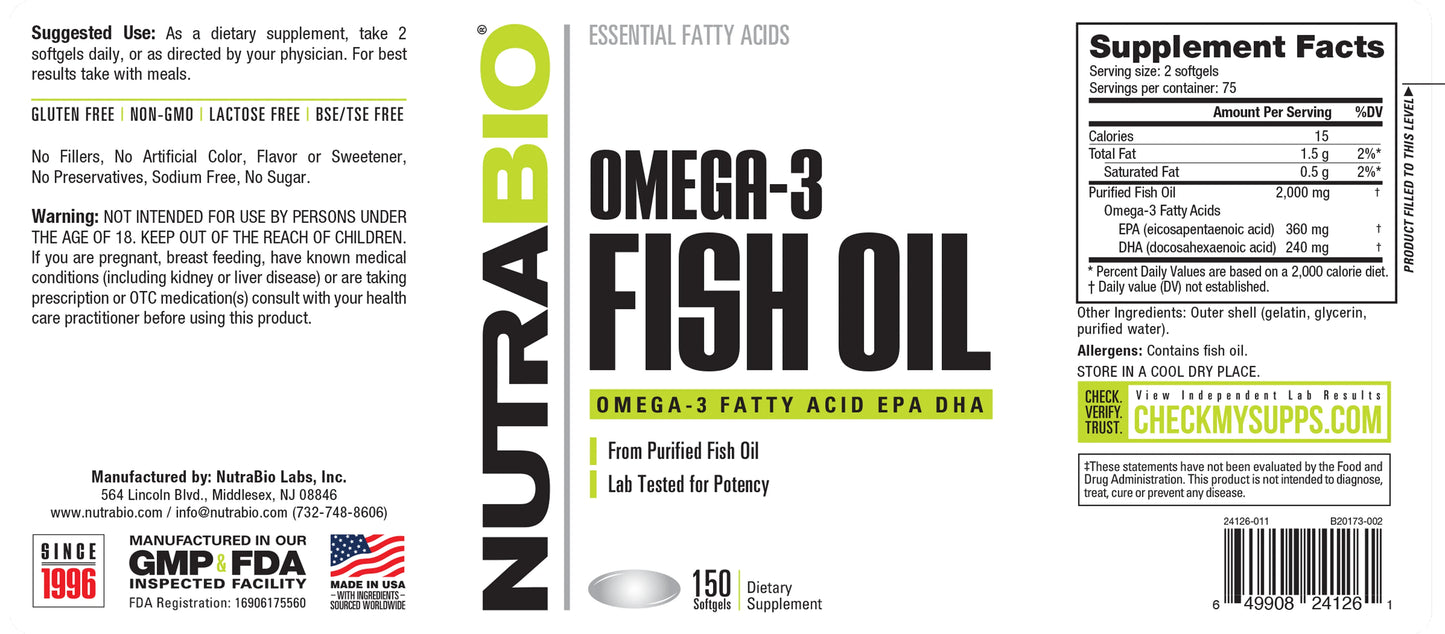 Nutrabio Omega 3 Fish Oil