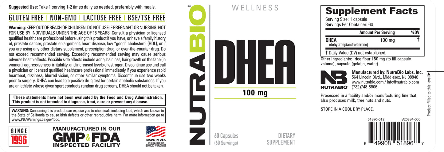 Nutrabio DHEA 100 mg