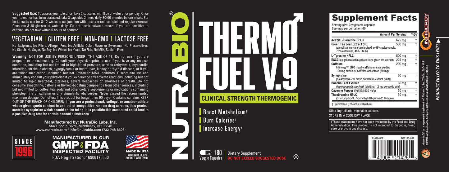 Nutrabio Thermo Fuel V9 Quemador de Grasa