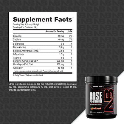 Nutrabio Base Pre Entreno 30 Servicios