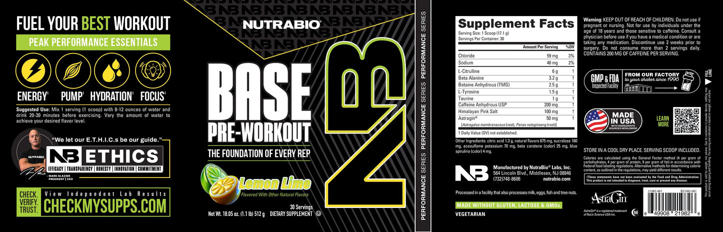 Nutrabio Base Pre Entreno 30 Servicios