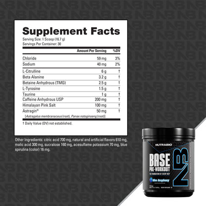 Nutrabio Base Pre Entreno 30 Servicios
